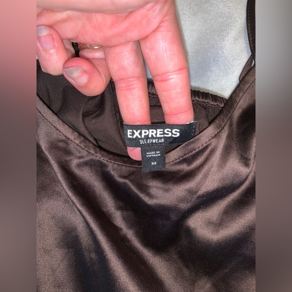 Express Brown satin Sleepwear Set cami tank fly away back size medium - Picture 2 of 5